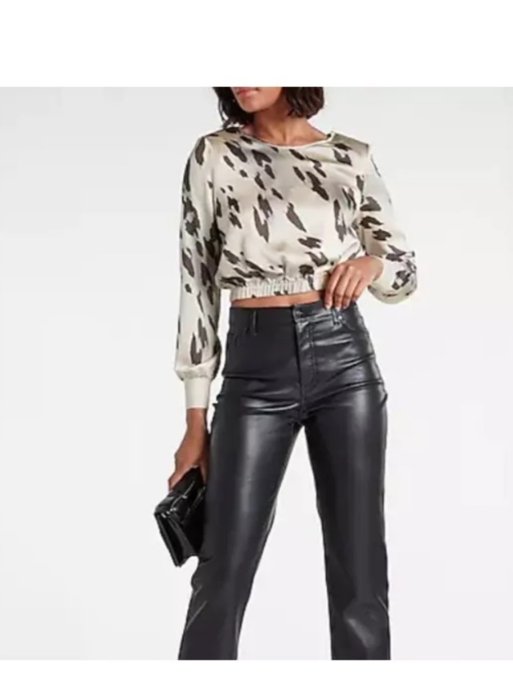 Express Women's Size Large Cropped Cheetah Print Top